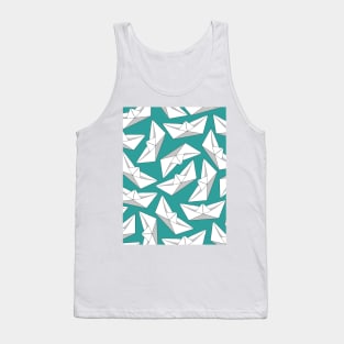 Origami Boat Turquoise Tank Top